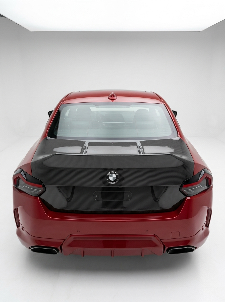 BMW 2 Series G42 M240i CSL dry carbon fiber trunk with sleek finish, designed for lightweight performance and sporty style.