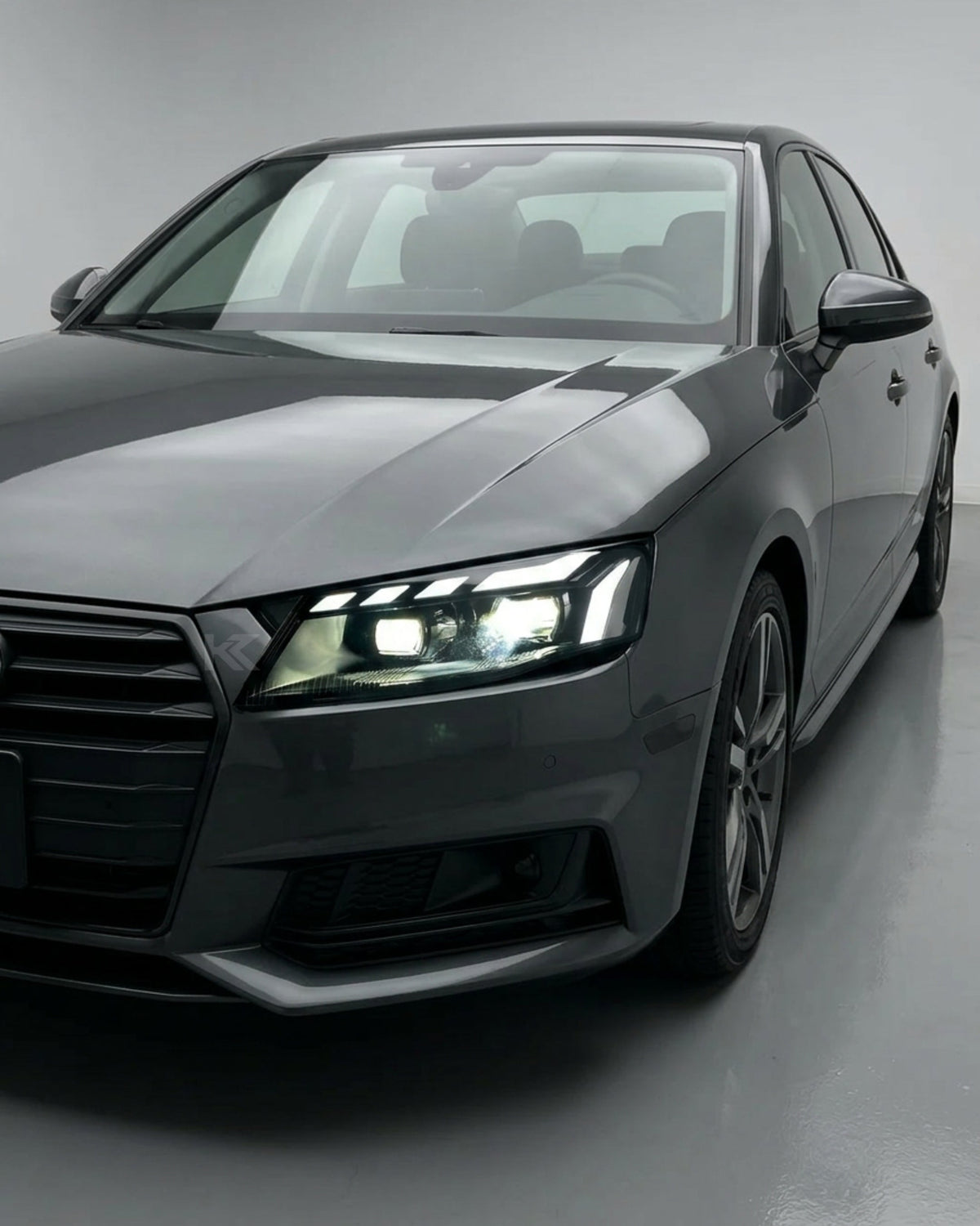K2 Industries Audi A4 RS style LED headlight assembly with daytime running lights for 2008-2012 model, featuring sleek design and bright LEDs.