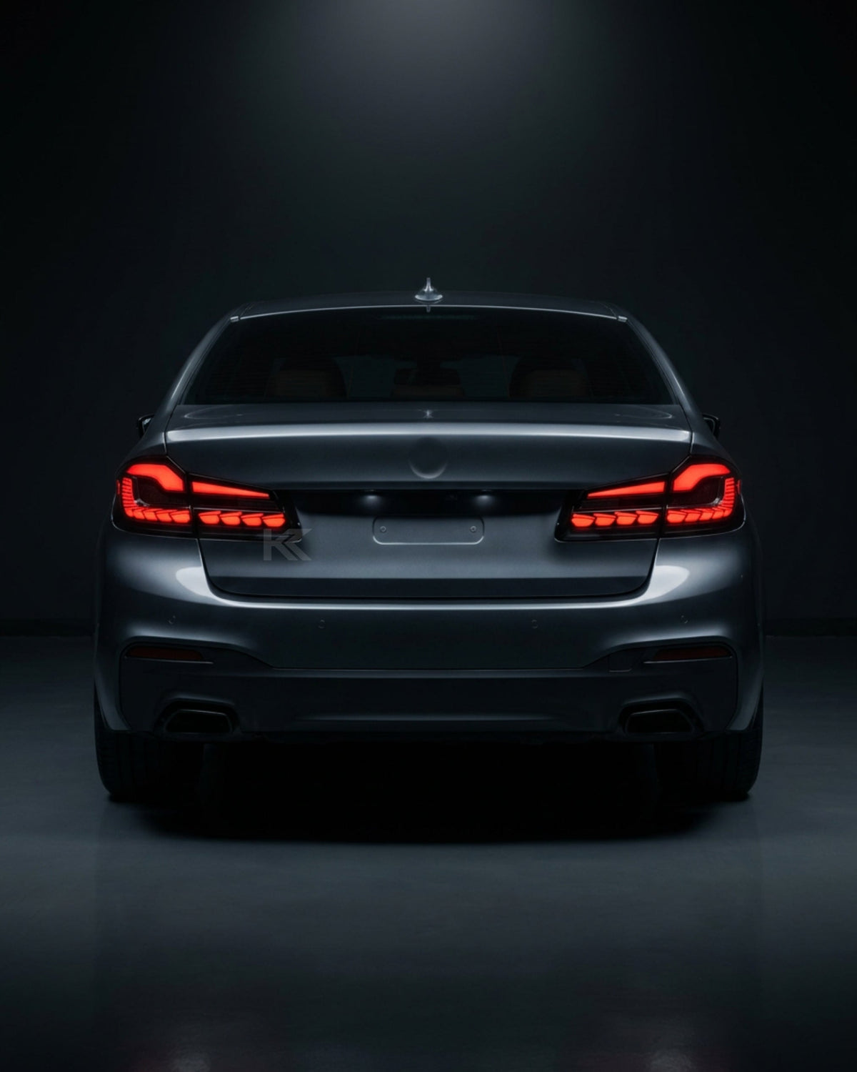 BMW 5-Series G30 G38 LED flow tail lights by K2 Industries, featuring sleek red and clear lens design for 2018-2020 models.