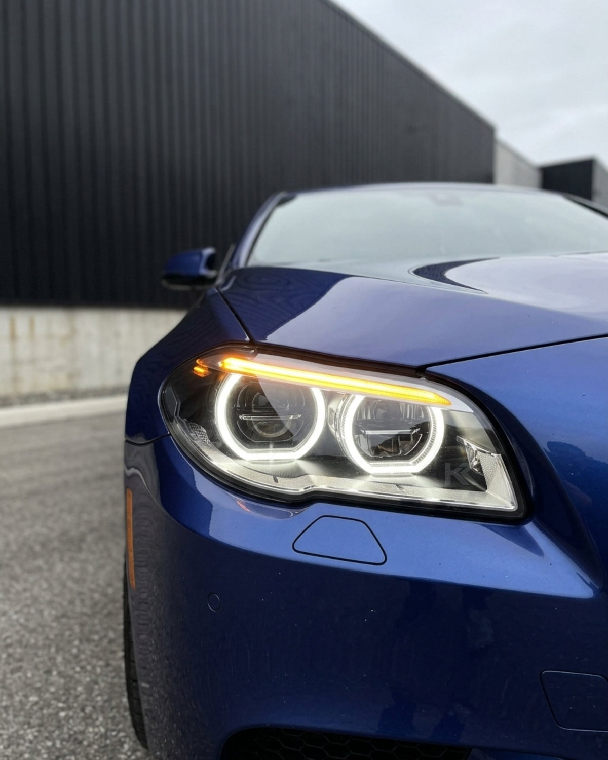 BMW 5 Series F10/F11/F18 factory style LED headlights by K2 Industries, showcasing sleek, modern headlight design for upgrade.