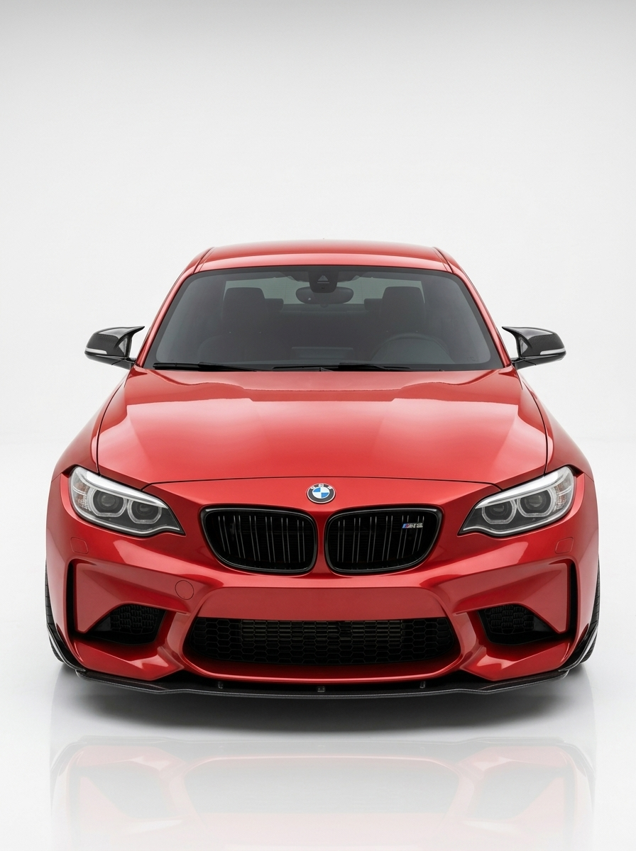 BMW 1 and 2 Series F20 F21 F22 F32 F87 M135i M140i carbon fiber side mirror covers by K2 Industries, showing sleek, textured mirror accents.