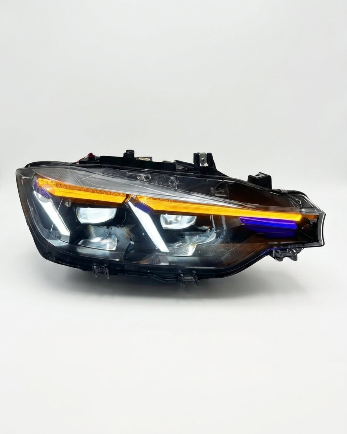 K2 Industries BMW 3 Series F30 F35 F80 Lazer LED headlights upgrade, showing sleek headlight design with bright LED elements.