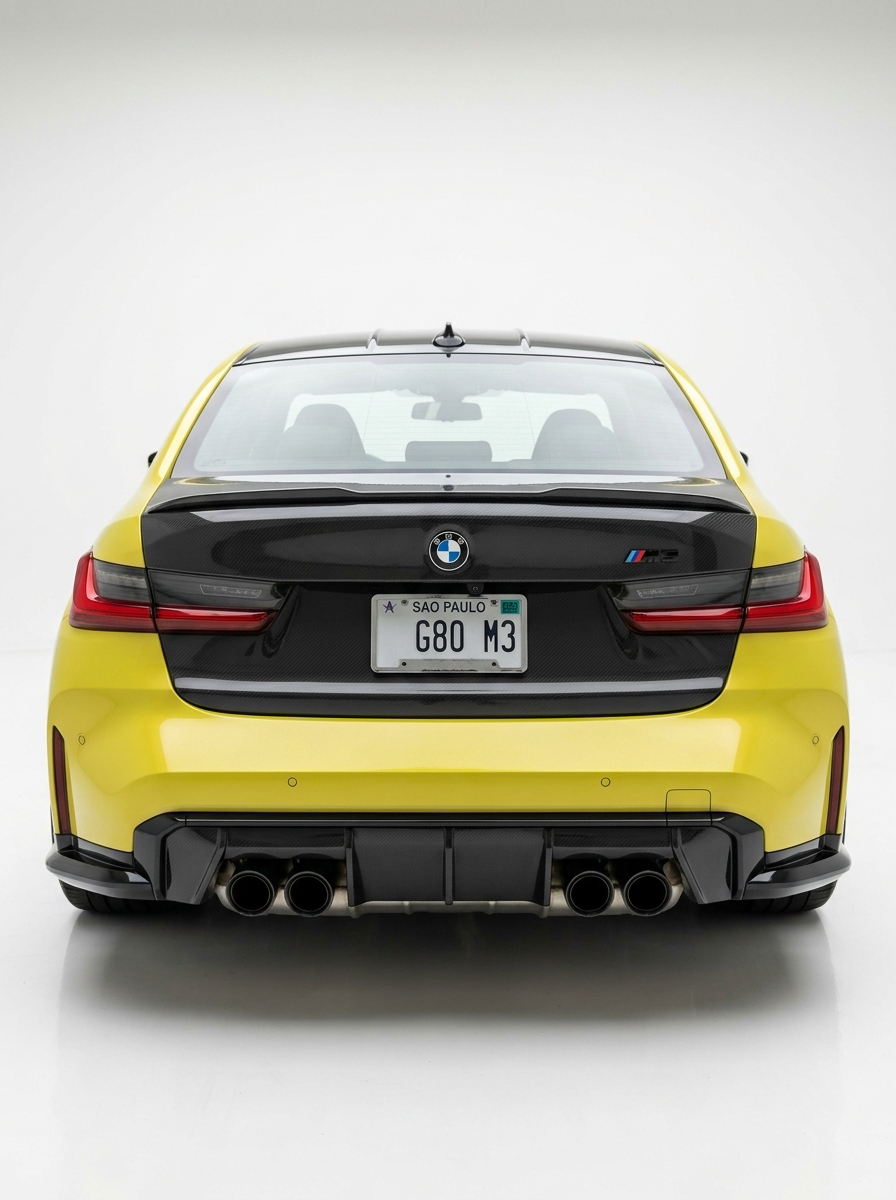 BMW 3 Series G80 M3 OEM style carbon fiber trunk by K2 Industries, showcasing sleek black carbon fiber with subtle contours.