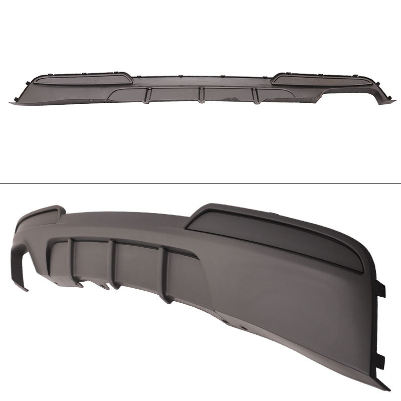 BMW F10 2011-2016 MP Style rear bumper lip diffuser by K2 Industries, single outlet, made of durable PP material.