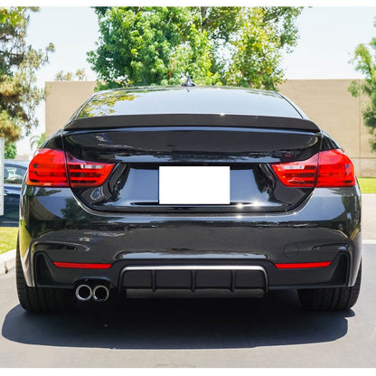 K2 Industries BMW F32 F33 xDrive MP single dual exhaust rear bumper diffuser in matte gray with textured finish.
