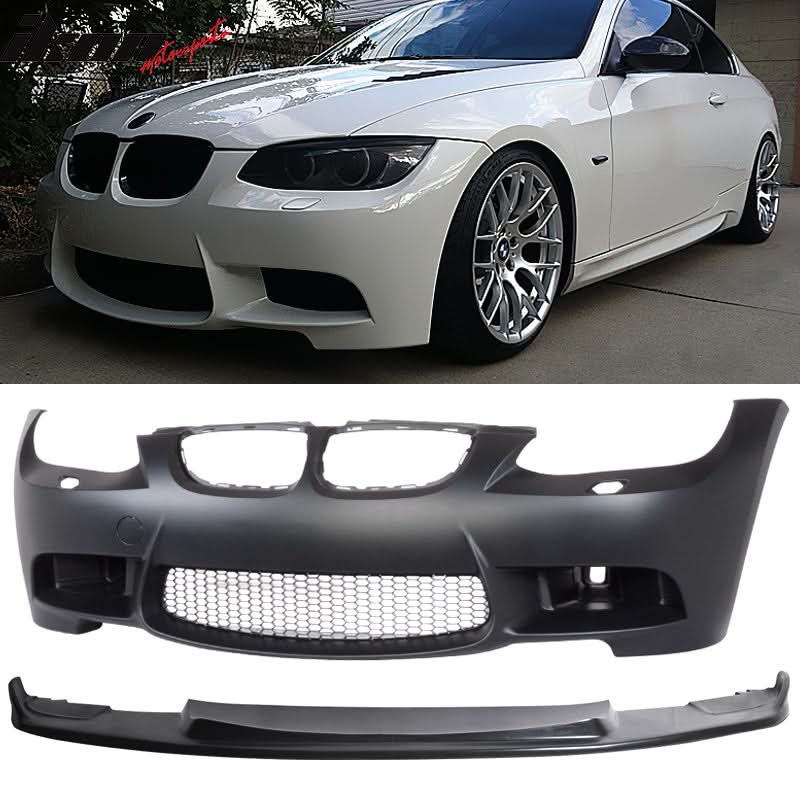 BMW E92 E93 M3 style front bumper with air duct and H front lip, designed for 2007-2010 models by K2 Industries.