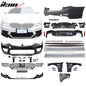 BMW G30 M5 style front and rear bumpers, side skirts, and fenders by K2 Industries for 2017-2020 model shown in the image.