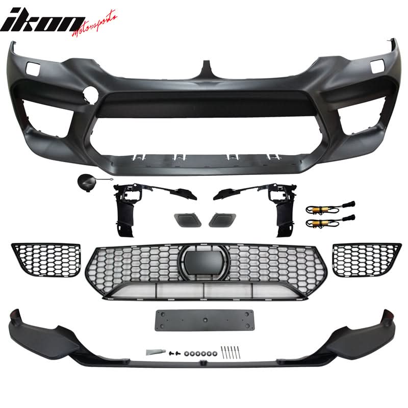 BMW G30 2017-2020 M5 Style front and rear bumpers with side skirts by K2 Industries, made of durable PP material.