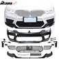 BMW G30 sedan M5 style front bumper by K2 Industries with lip and fog cover, featuring a sleek aerodynamic design.
