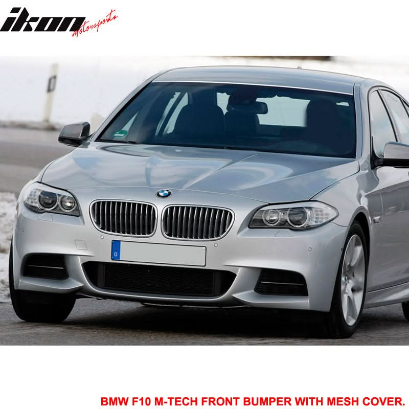 BMW F10 LCI Mtech front and rear bumpers by K2 Industries with twin outlet design, featuring a sleek, sporty look and detailed construction.