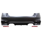 BMW F30 3 Series M3 M4 style twin muffler rear bumper cover by K2 Industries for 2012-2019 models, front view showing design details.