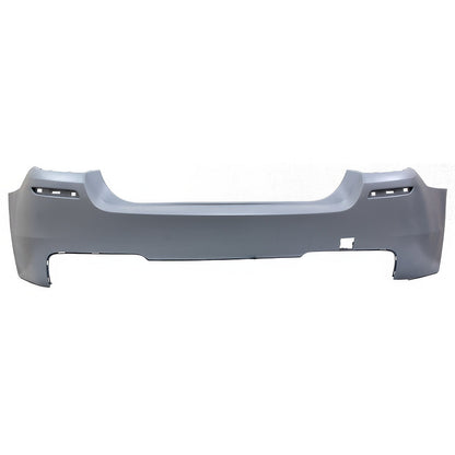 BMW F10 M-P Style twin muffler rear bumper by K2 Industries for 2011-2016 models, featuring dual outlets and sleek design.