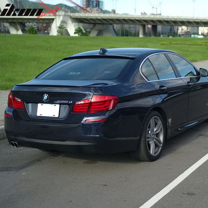 BMW F10 front and rear bumpers by K2 Industries, featuring a single outlet, black finish, and detailed design.