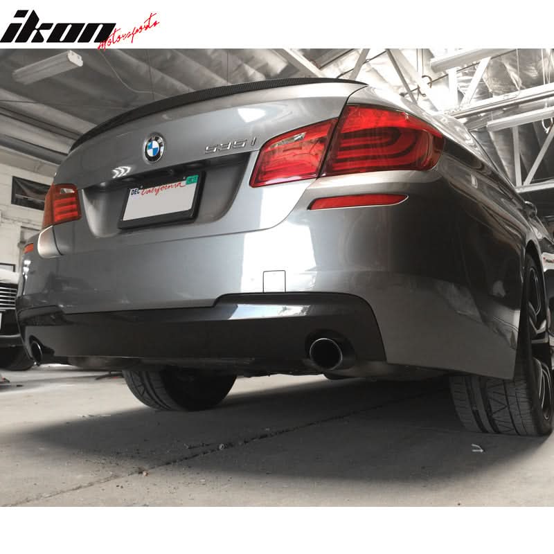 BMW F10 LCI Mtech front and rear bumpers by K2 Industries, twin outlet design, with clean finish and detailed features.