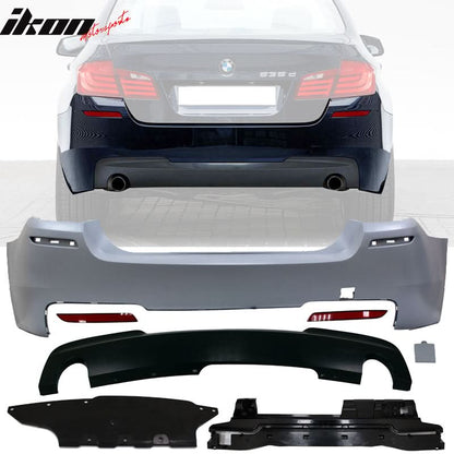 BMW F10 LCI Mtech front and rear bumpers by K2 Industries with twin outlet design, shown with a clean, detailed view.
