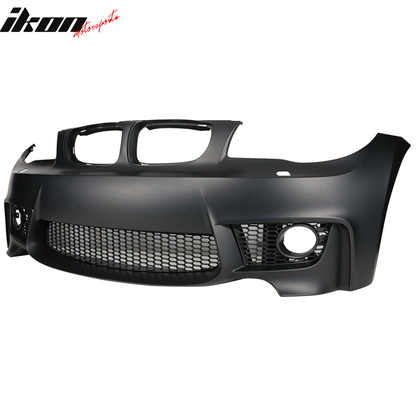 2007-2013 BMW 1 Series E82 1M front bumper with fog lights, no PDC, black plastic, K2 Industries replacement part