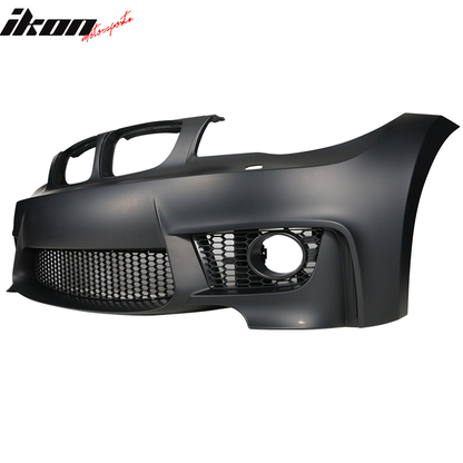 K2 Industries front bumper for BMW 1 Series E82 1M (2007-2013) with fog lights, no parking sensors, PP material.