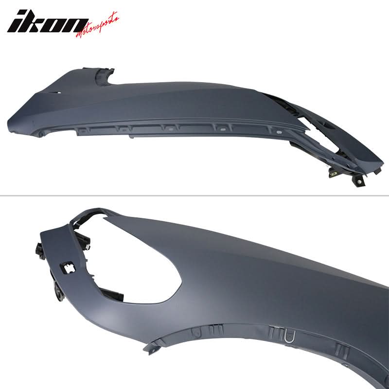 Black plastic BMW E70 X5 front fender flare with washer hole, designed for 2007-2010 models by K2 Industries.