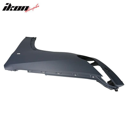 BMW E70 X5 pre-LCI front fender flare by K2 Industries, showing the beige polypropylene fender with washer hole design.