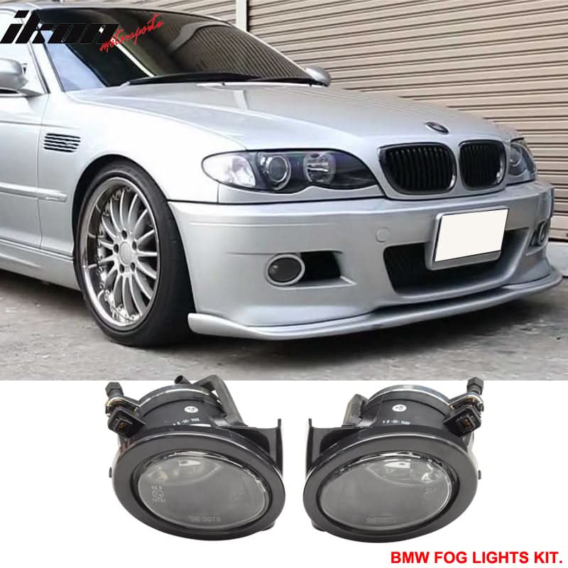 K2 Industries front bumper with fog light cover and fog lamp for 1999-2006 BMW E46 2-door M3 model, showing the bumper and integrated lights.