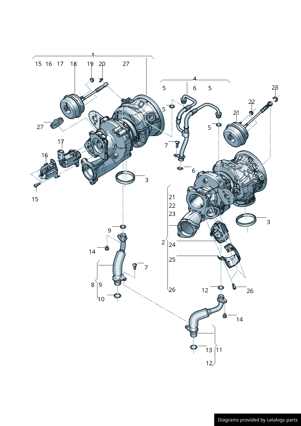 DAS MOTOR HAUS 0P2145653F RIGHT TURBOCHARGER 4.0L EA825 V8 AUDI 2019-2026 (Copy)