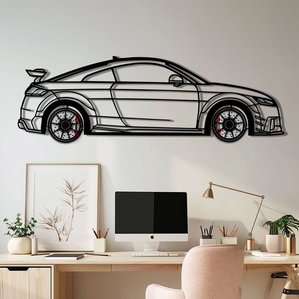 Audi TT Metal Car Wall Art with Rotating Wheels - Iconic Sports Coupe Silhouette Decor - Interactive Automotive Wall Art- KAFMEKA099