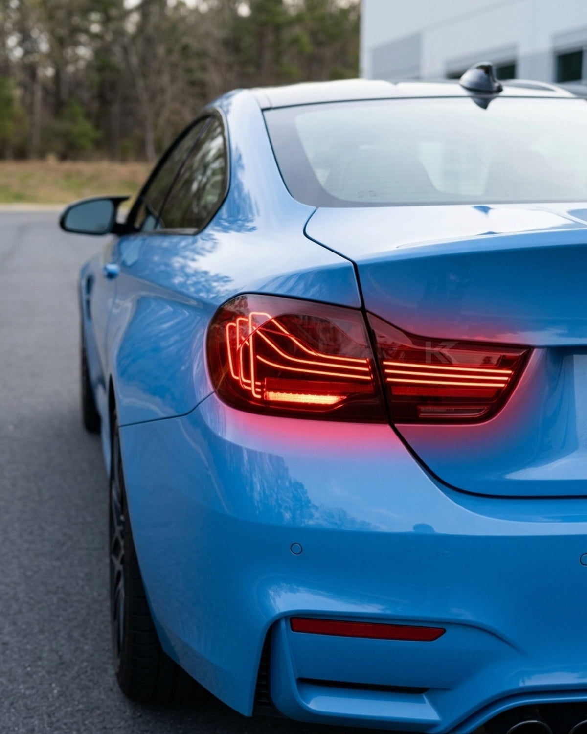 BMW 4-Series F32 F82 430i CSL Style LED tail lights by K2 Industries installed on a 2013-2018 model.