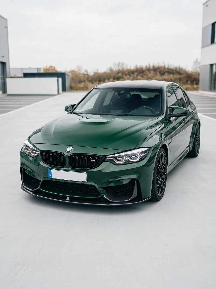 BMW 3 Series F80 M3 F82 M4 M Performance Style carbon fiber front lip for 2015-2019, designed for sport-enhanced appearance.