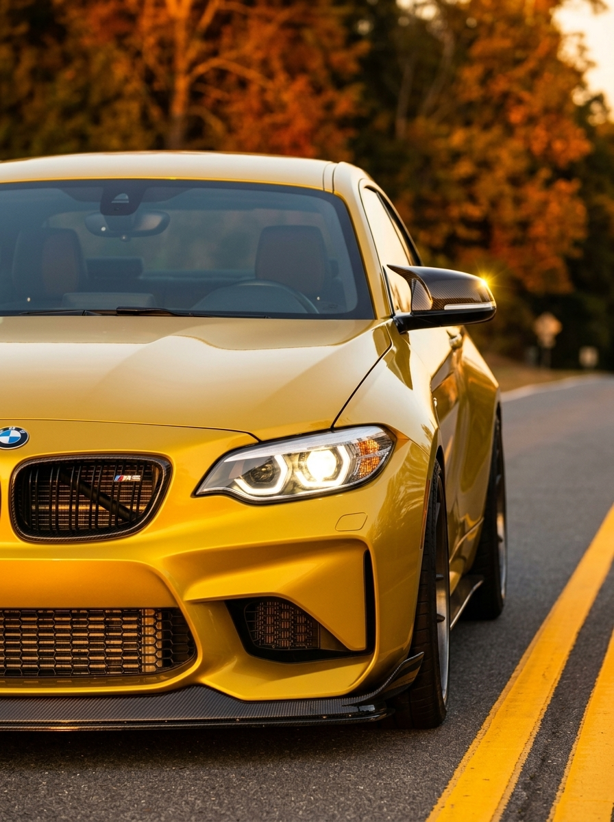K2 Industries carbon fiber side mirror covers for BMW 1 and 2 Series F20, F21, F22, F32, F87 M135i, M140i, 2012-2019