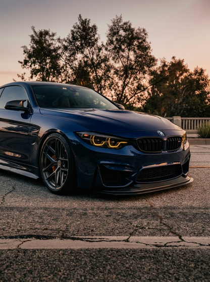 BMW 3 Series F80 M3 F82 M4 GTS style carbon fiber front lip for 2015-2021, designed for sporty aerodynamic enhancement.