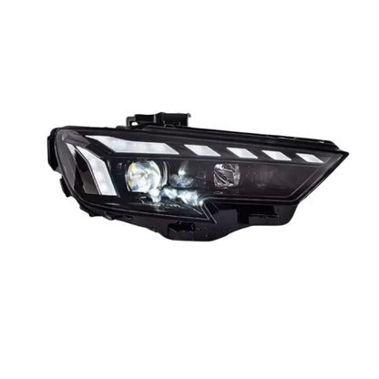 Audi A3 modern style LED headlights by K2 Industries, showing sleek headlights with LED light strips for 2017-2019 models.