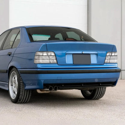BMW 3 Series E36 tail lights with clear frosted lens, installed on a 1992-1998 model, by K2 Industries.