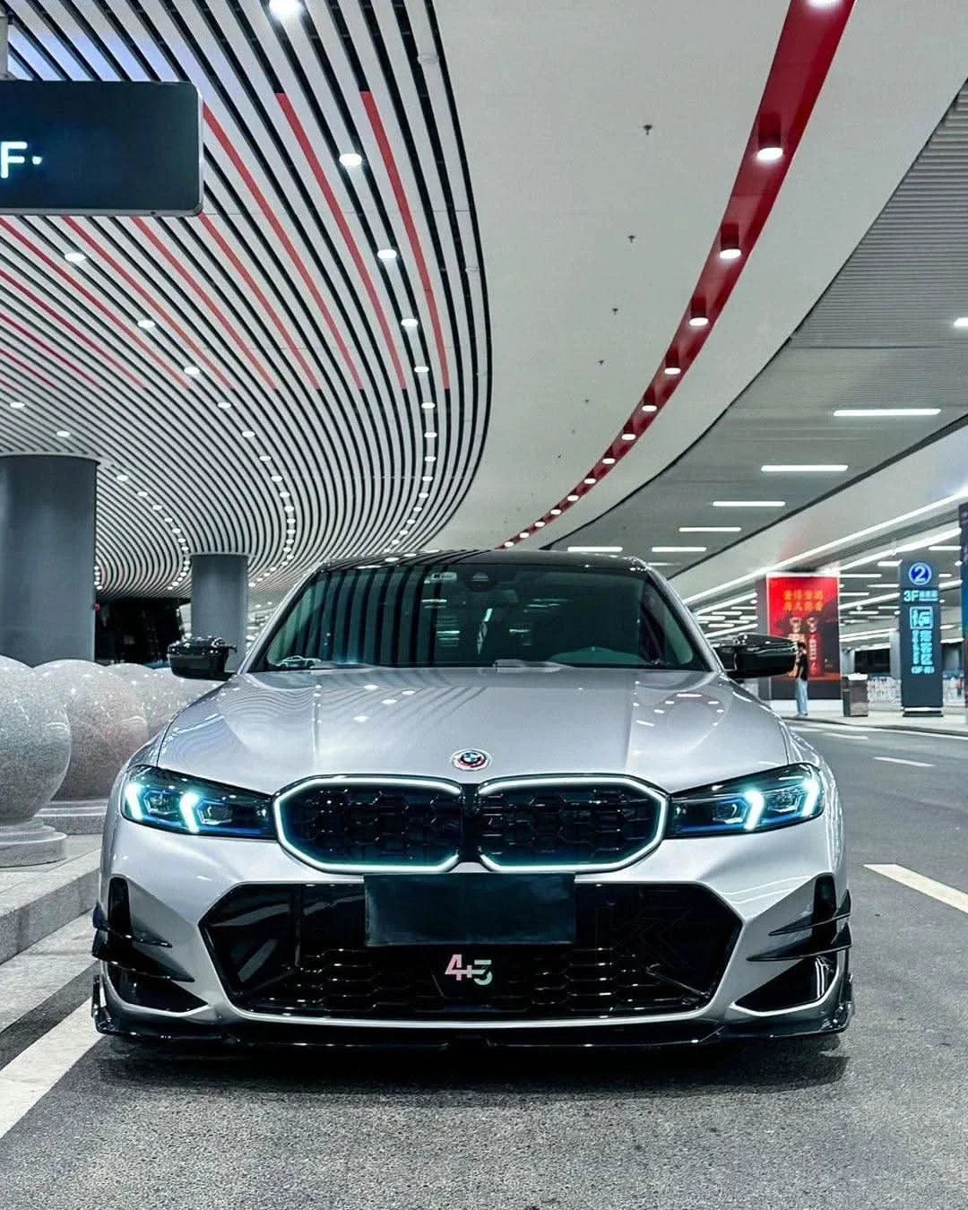 BMW 3 Series G20 G28 G80 LCI LED front grille by K2 Industries, featuring sleek LED accents and a bold black finish.