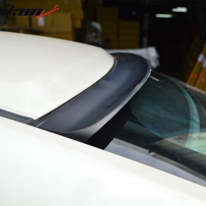 Unpainted black roof spoiler for 2006-2011 BMW E90 3-Series, BRS style, from K2 Industries, shown on vehicle with a clean background.