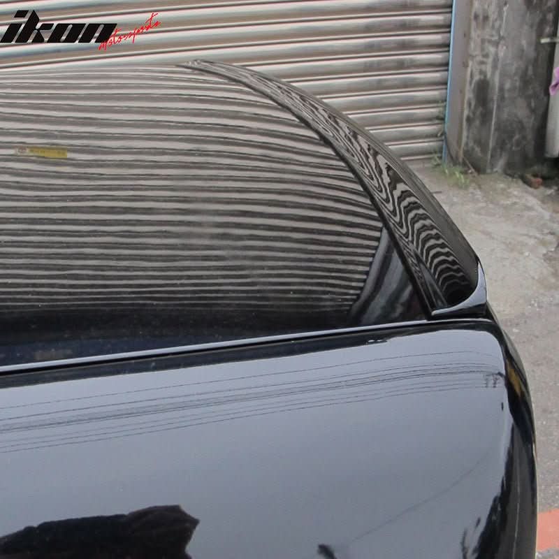 Black rear trunk spoiler for BMW E30 PV style from K2 Industries, designed for 1984-1986 BMW E30 models.