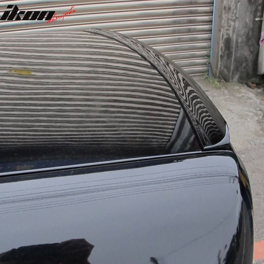 Black rear trunk spoiler for BMW E30 PV style from K2 Industries, designed for 1984-1986 BMW E30 models.