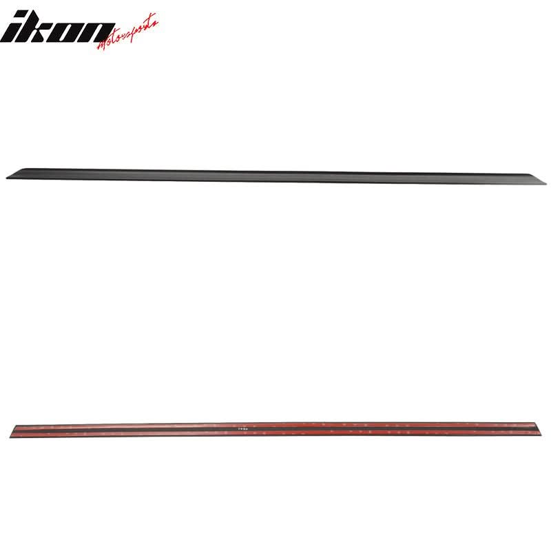 Black rear trunk spoiler for BMW E30 from 1984-1986, PV Style by K2 Industries, shown on vehicle with clean lines and aerodynamic design.