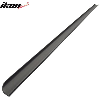 Black PV style trunk spoiler for BMW E90 sedan, compatible with 2006-2011 models, by K2 Industries, enhances sporty appearance.