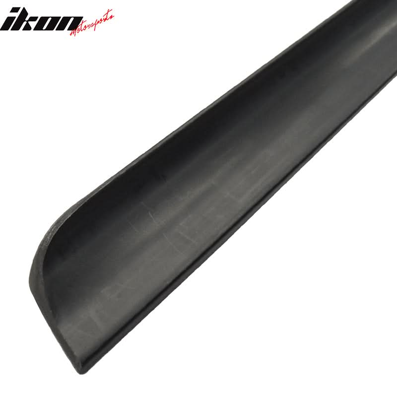 Black PV style trunk spoiler for BMW E90 sedan, 2006-2011, by K2 Industries, shown on a vehicle with a sleek aerodynamic design.