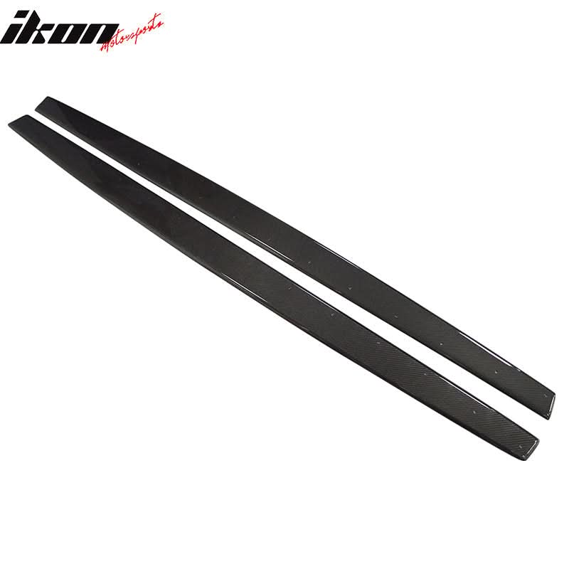 BMW 4-Series F82 F83 M4 carbon fiber side skirts, manufactured by K2 Industries, installed on a 2015-2020 convertible coupe.