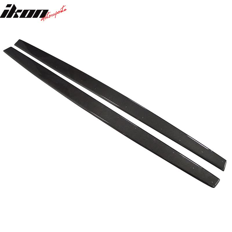 BMW 4 Series F82 F83 M4 carbon fiber side skirt by K2 Industries, showing the sleek, aerodynamic design on a convertible model.