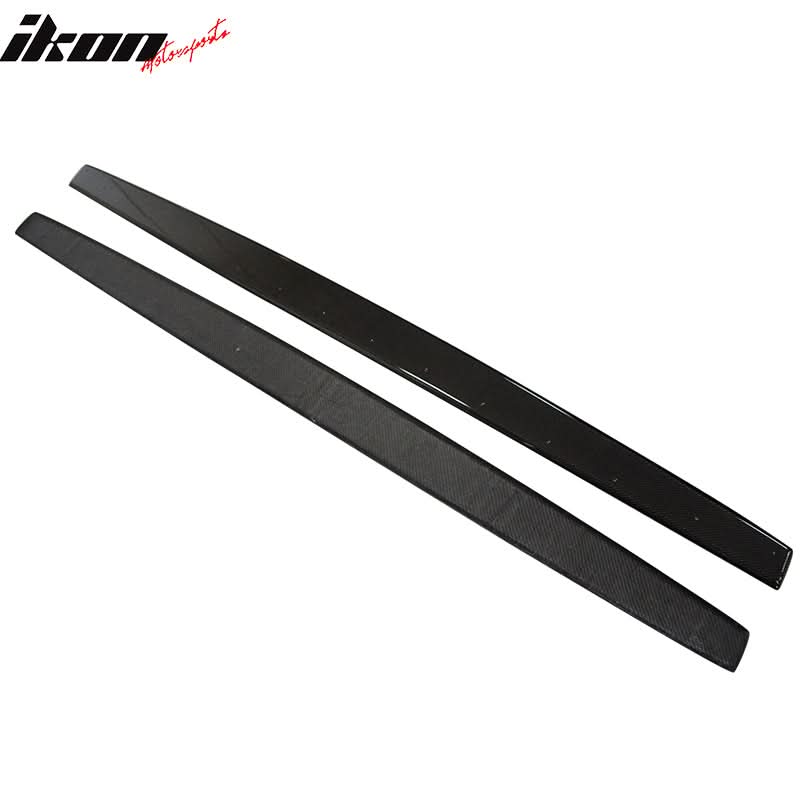 BMW 4 Series F82 F83 M4 carbon fiber side skirt by K2 Industries, showcasing the sleek, textured carbon finish on a sporty vehicle side.