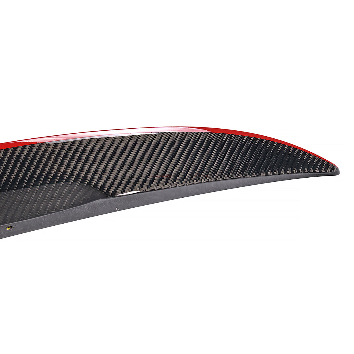 Red line trunk spoiler for BMW 3 Series E92 coupe, 2007-2013, by K2 Industries, enhances sporty look and aerodynamics.