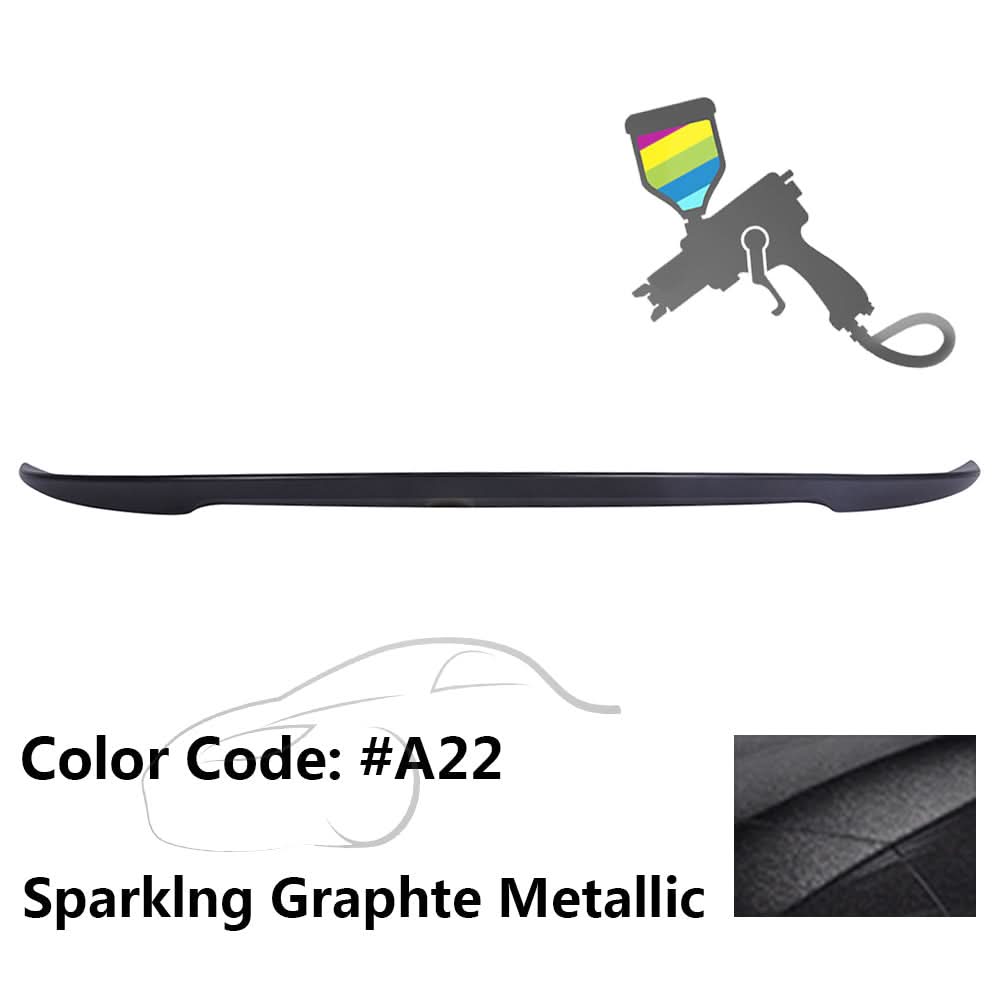 Black ABS trunk spoiler for BMW E90 3 Series sedan, 2006-2011, by K2 Industries, enhances sporty look with aerodynamic design.