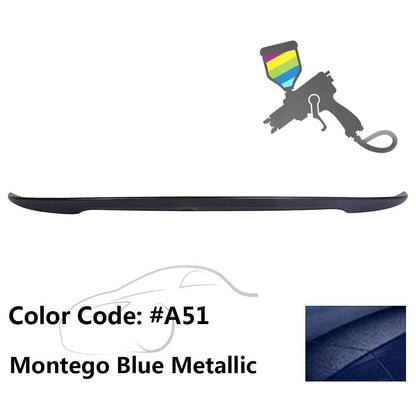 BMW E90 3 Series sedan trunk spoiler by K2 Industries, black ABS material, designed for 2006-2011 models, sporty aerodynamic style.