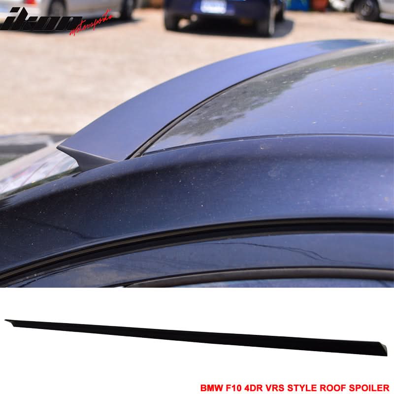 Unpainted VRS style roof spoiler for BMW 5 Series F10 2011-2016 by K2 Industries, shown on a white background.