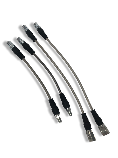 Set of four PMB Performance stainless-steel brake lines for 1983-95 Porsche 928 with alloy calipers, durable and direct-fit.