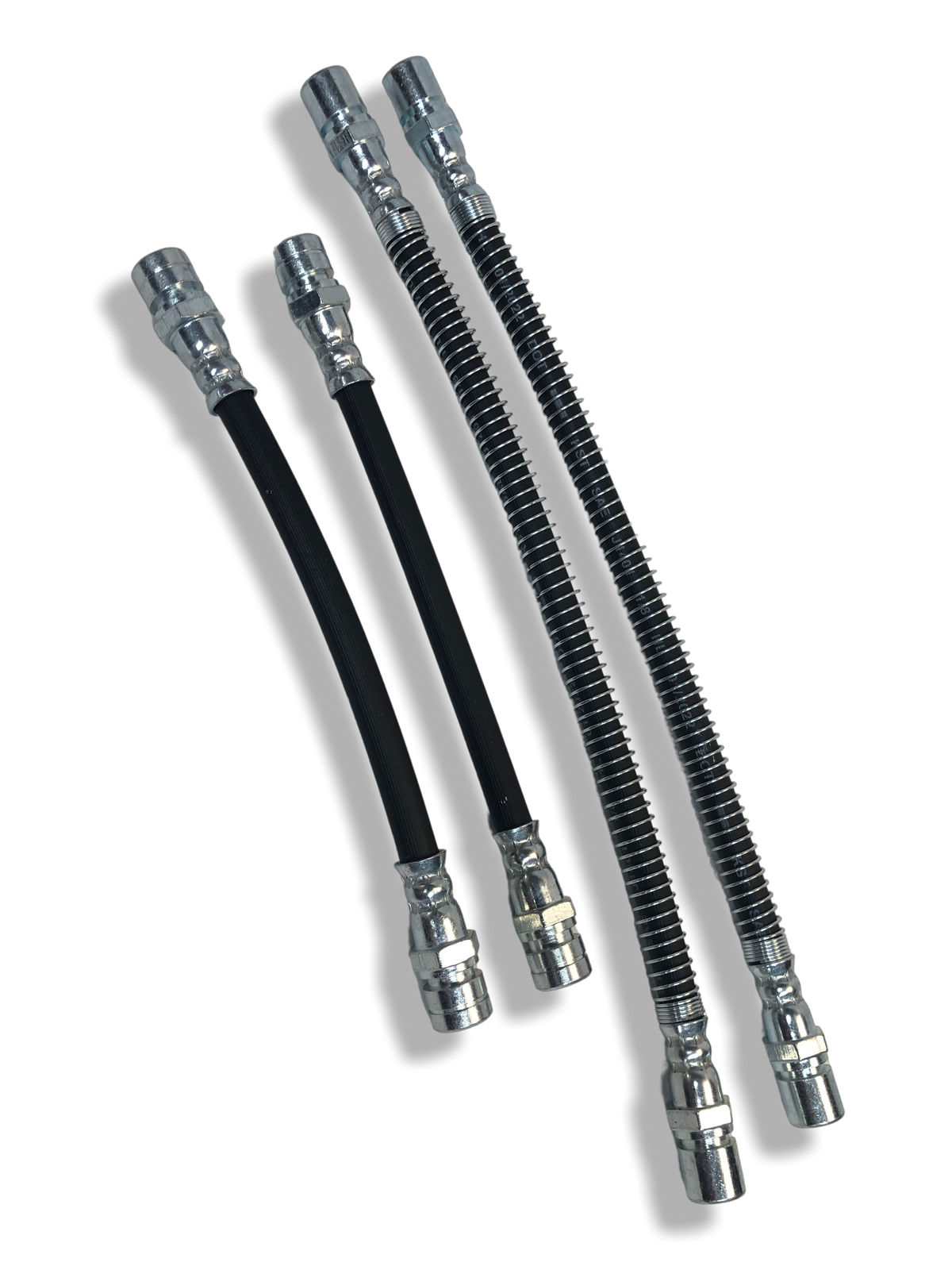 Set of four PMB Performance rubber brake lines for Porsche 944 and 968 models, featuring direct-fit design and durable construction.