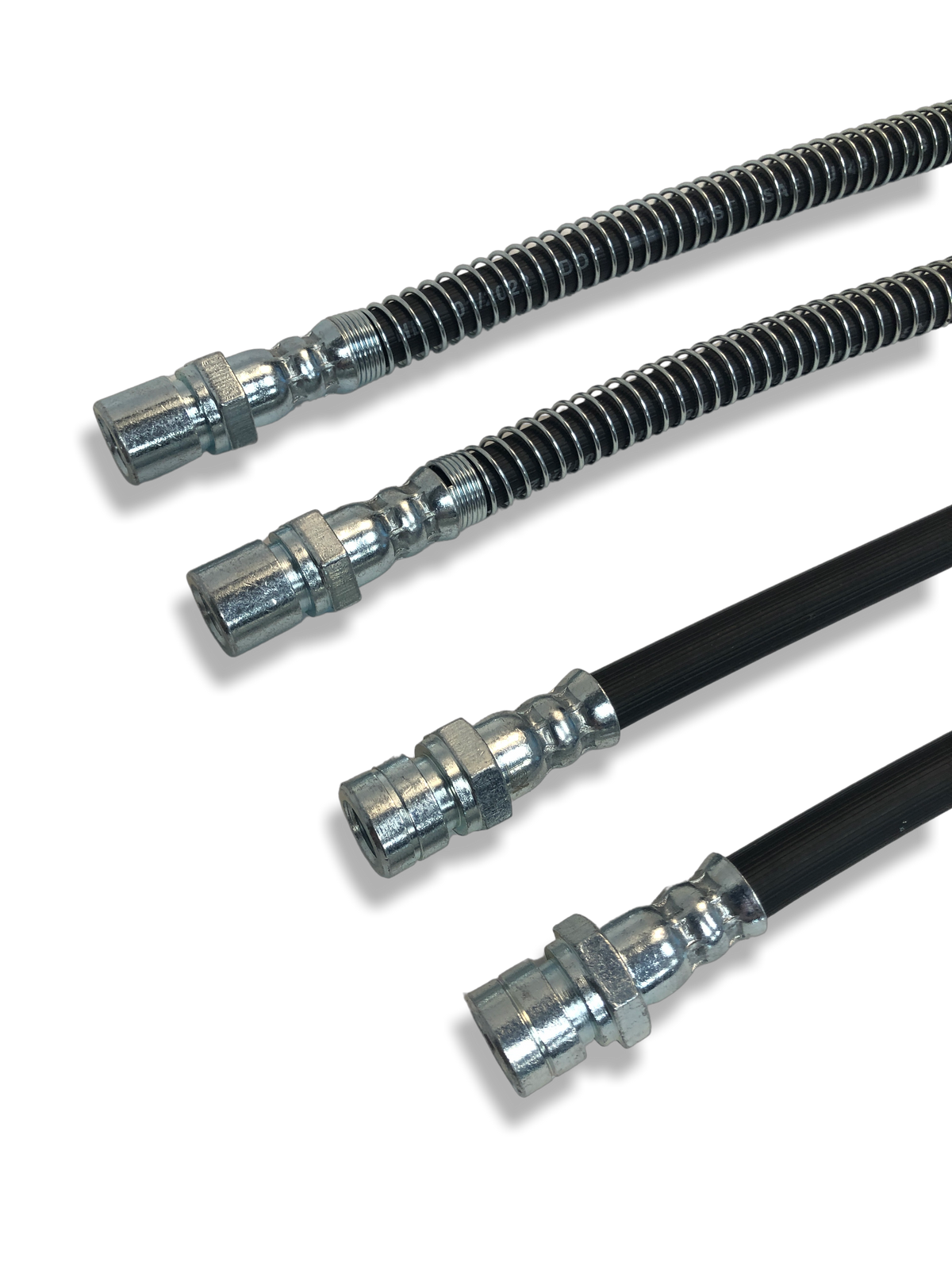 Set of four PMB Performance rubber brake lines for 1990-95 Porsche 968/944S2, designed for direct fit and improved braking performance.