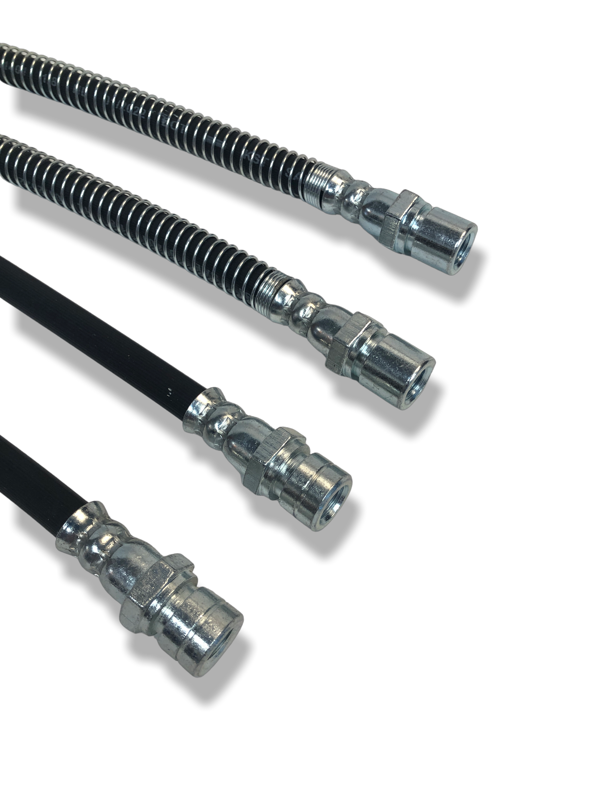 Set of four PMB Performance rubber brake lines for 1990-95 Porsche 968 and 944S2, compatible with 944 brake systems.